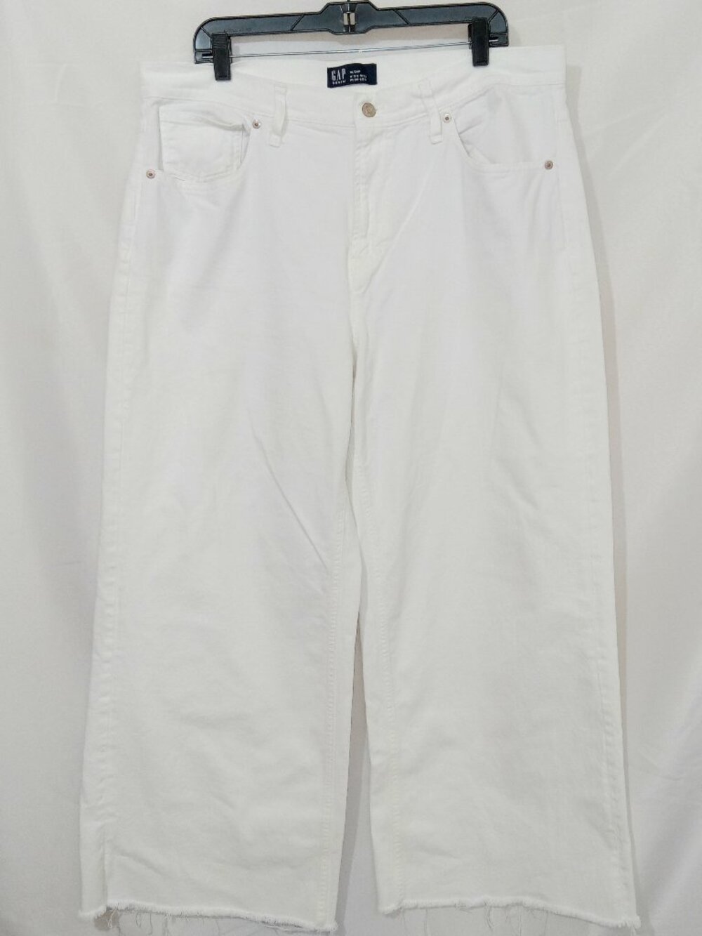 Gap Super Baggy Wide Leg Jeans Womens 18 Off White High Rise Raw Hem